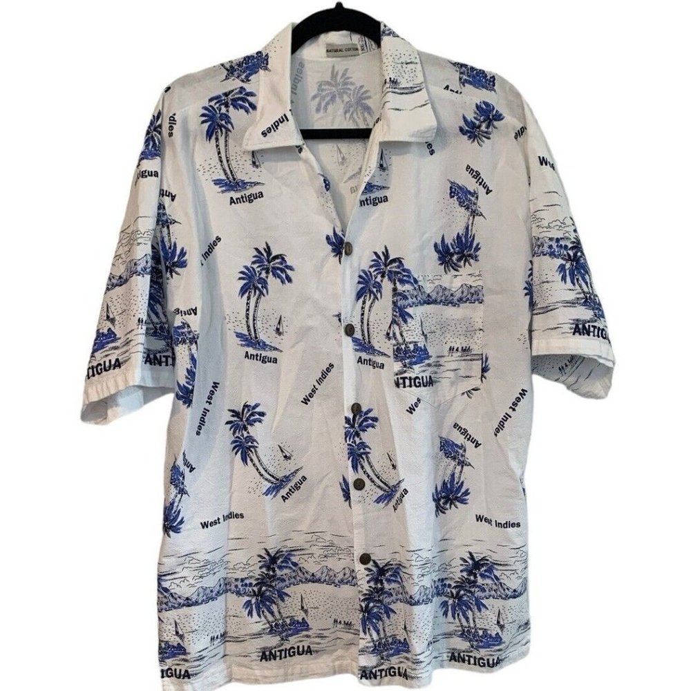 Vintage Antigua & West Indies Button Up Shirt Mens XL Island Expressions Cotton
